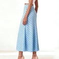 thumbnail image 4 of RYDCOT Women's Flowy Skirts Elastic High Waisted Polka Dot Printed Trendy Casual Skirts Light Blue, 4 of 5