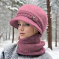 thumbnail image 5 of Charmgo Trucker Hat Clearance, Women's Knitted Warm Basin Hat Padded Cotton Hat Plush Hat + Scarf Two Piece Set Bucket Hat Baseball Cap, Sun Hats for Women Pink, 5 of 5