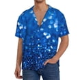 thumbnail image 1 of Balery A Blue Glitter Camisa Casual de Manga Corta con Botones para Hombre, Texturizada, Estilo Cubano, para Playa, Verano-XX-Large, 1 of 5