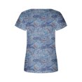 thumbnail image 5 of QENGING Womens Clothes Tops Floral Printed Casual V-Neck Short Sleeve Loose T-Shirt Pullover Navy M Summer, 5 of 5