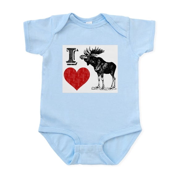 CafePress - I Love Moose Infant Bodysuit - Baby Light Bodysuit, Size Newborn - 24 Months
