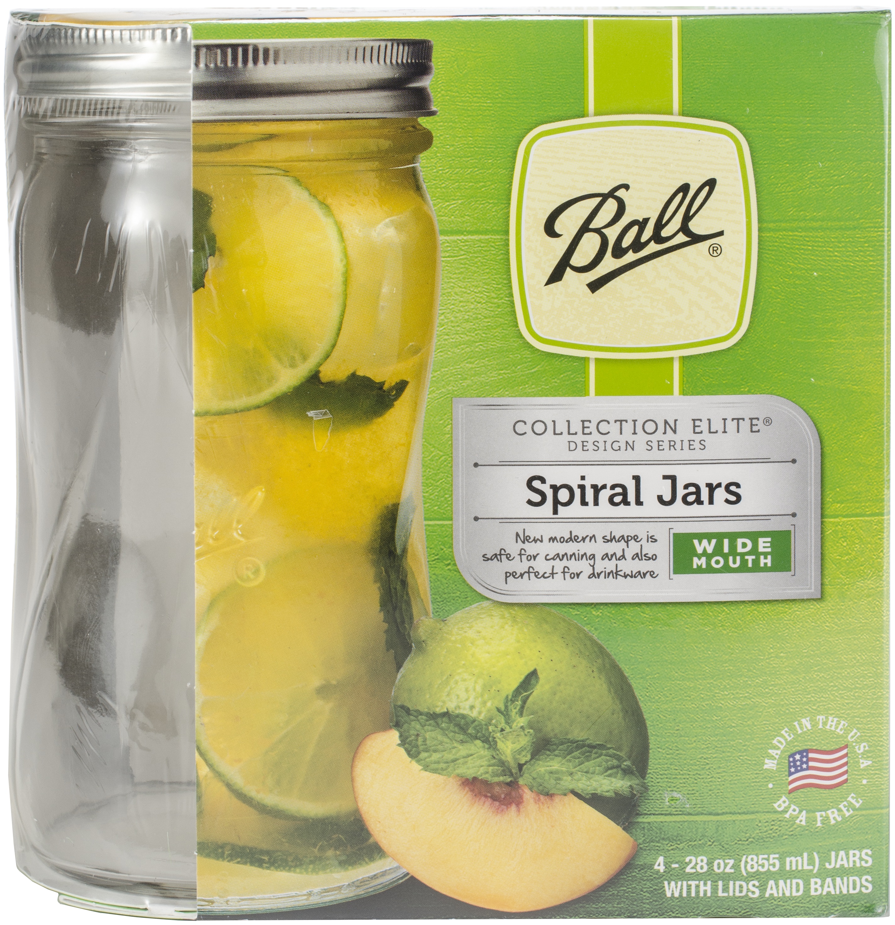 Ball(R) Wide Mouth Spiral Canning Jars 4/Pkg28Oz Elite Series Clear