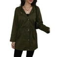thumbnail image 5 of FYDUU Women's Hooded Trench Coat Mid Length Long Sleeve Classic Casual Jacket Windproof Windbreaker Jackets For Women Outerwear Comfort Casual Coats, 5 of 8