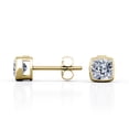 thumbnail image 3 of JeenMata Bezel Set 2 Carat Cushion Shaped Moissanite Solitaire Stud Earrings In 18K Yellow Gold Plating Over Silver, 3 of 5