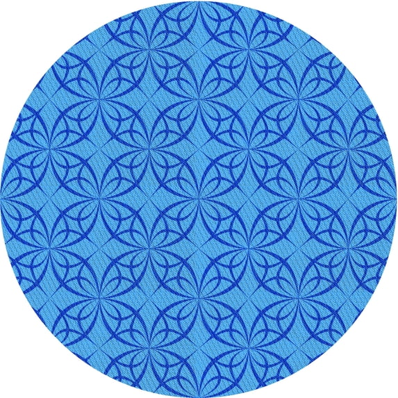 Ahgly Company Machine Washable Indoor Round Transitional Blue Area Rugs, 5' Round