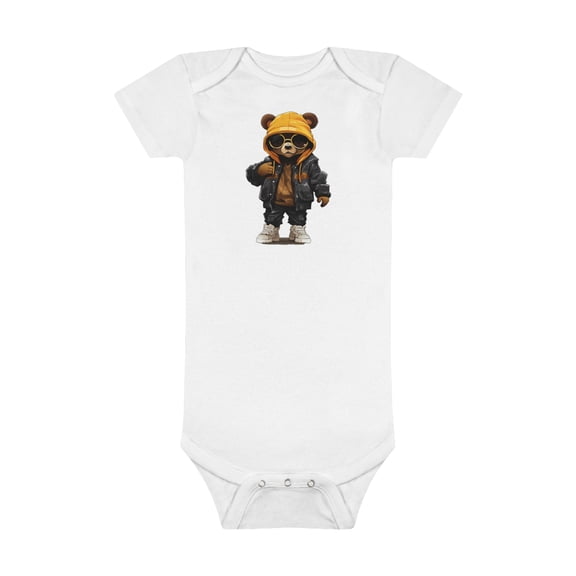 Baby Short Sleeve Onesie® With Teddy Bear Design