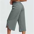 thumbnail image 6 of AHTJRT Women's Wide Leg Capri Pants Casual Active Yoga Leisure Capris Drawstring Elastic Waist Loose Fit Summer Spring Pants with Pockets Gray XL, 6 of 6