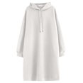 thumbnail image 4 of IROINNID Long Sleeve Dress for Women Loose Fitting Solid Color Hooded Dress able and Versatile Mid Length Dress Hooded Dress ,White, 4 of 6