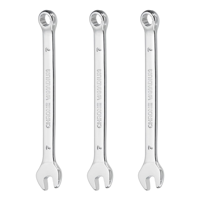 3Pcs Combination Wrench 7mm Metric 12-Point Box and Open End CR-V Steel Spanner