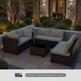 thumbnail image 4 of Patio Furniture Set 7 Piece - All-Weather - Wicker Rattan Patio Outdoor Conversation Set, Modular Sectional Sofa for Backyard, Garden, Poolside, Balcony, Porch, Patio,Black/Khaki, 4 of 6