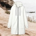 thumbnail image 5 of thefmos Women's Plus Size Hooded Zip Up Sweatshirt Jacket with Pockets Long Length Solid Color Casual Coat Fashion Fall Winter Clothes, White M, 5 of 5