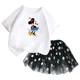 thumbnail image 3 of Conjunto de 2 piezas de camiseta de algodón para niños de Mickey de Disney, falda tutú de princesa de ballet esponjosa, falda de encaje para fiesta de cumpleaños de niña, 3 of 5