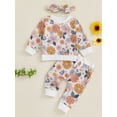 thumbnail image 2 of aturustex Toddler Girl Casual Tracksuit Pant Outfits 0 6M 12M 18M 2T 3T Infant Long Sleeve Sweatshirts Floral Print Pullovers Crew Neck Tops with Sweate Sweat Suits Spring Fall Daily Clothes, 2 of 7