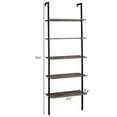 thumbnail image 3 of CAIHONG Wall Mounted Bookcase with 5 Tier Storage, Metal Frame, Brown, 3 of 5
