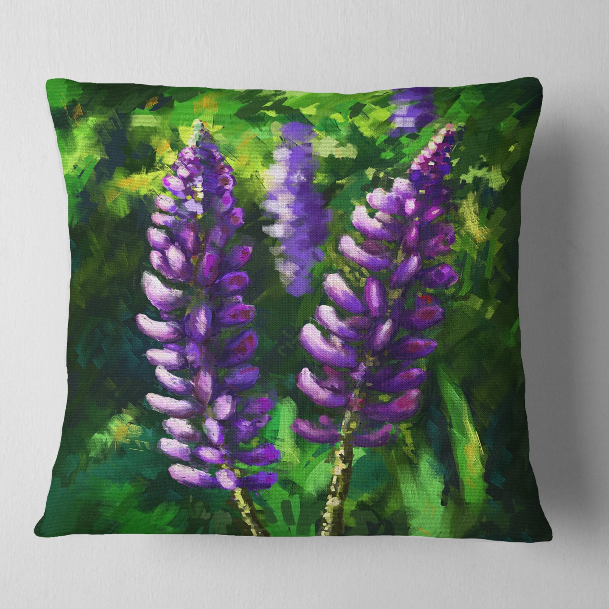 Designart Lupin Flowers - Floral Throw Pillow - 18x18