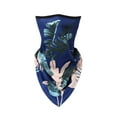 thumbnail image 1 of Mounchain Face Bandana Breathable Neck Gaiter with Ear Loops Printed Face cover Scarf for Men Women-Dark Blue Leaves, 1 of 7