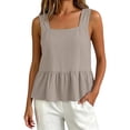 thumbnail image 3 of Tank Tops for Women V Neck Cute Cotton Linen Sleeveless Vacation Vests, 3 of 6