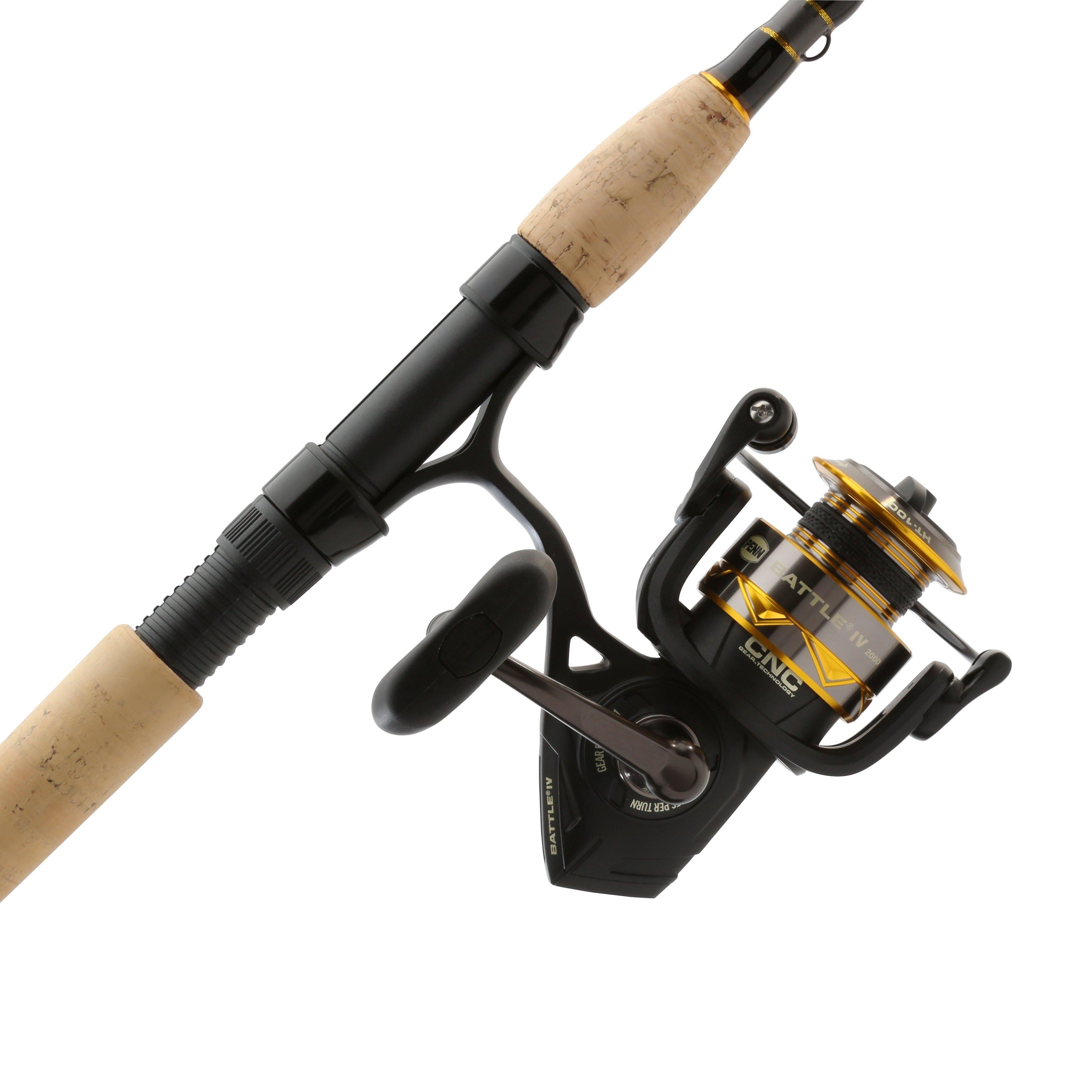 PENN Battle IV Spinning Fishing Combo, 6'6" Medium Light Rod, 2000 Size Reel