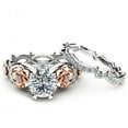 thumbnail image 4 of women's fashion new women silver & rose gold filed white wedding engagement floral ring set, 4 of 4