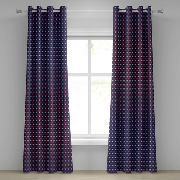 Ambesonne USA Grommet Curtain, Vintage Patriotic Colors, 50" x 72", Dark Blue Cream Red