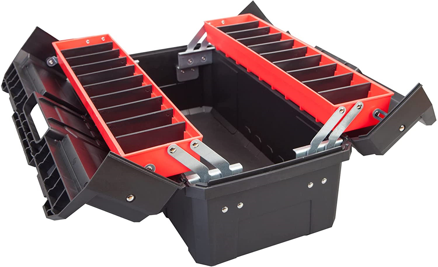 Double Folding Portable Plastic Storage Tool Box with Removable Sheet