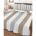thumbnail image 2 of Quilts Twin XL Size, Brown Grey Stripe Soft Comforter Bedding Set for Bed, Modern Farmhouse Vertical Striped Lightweight Quilted Bedspread with Pillow Cover(2 Pieces) for All Season, 68x98 Inch, 2 of 6
