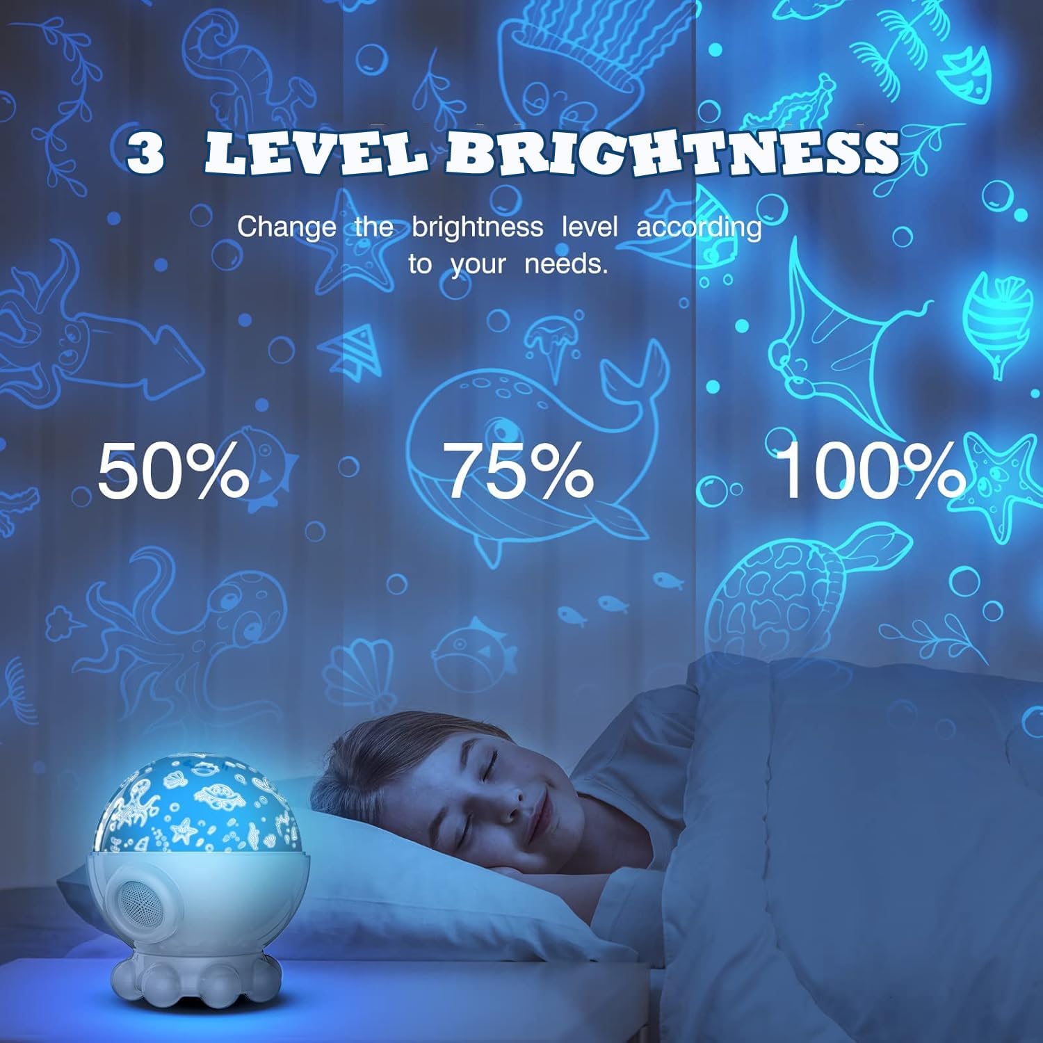 Octopus Galaxy Projector,17 Light Modes Ocean Star Projector with 360° Rotation, 3 Projection Films and 9 Lullaby Songs,Night Lamp with Remote and Timer, Gifts for Family and Friends(Blue)