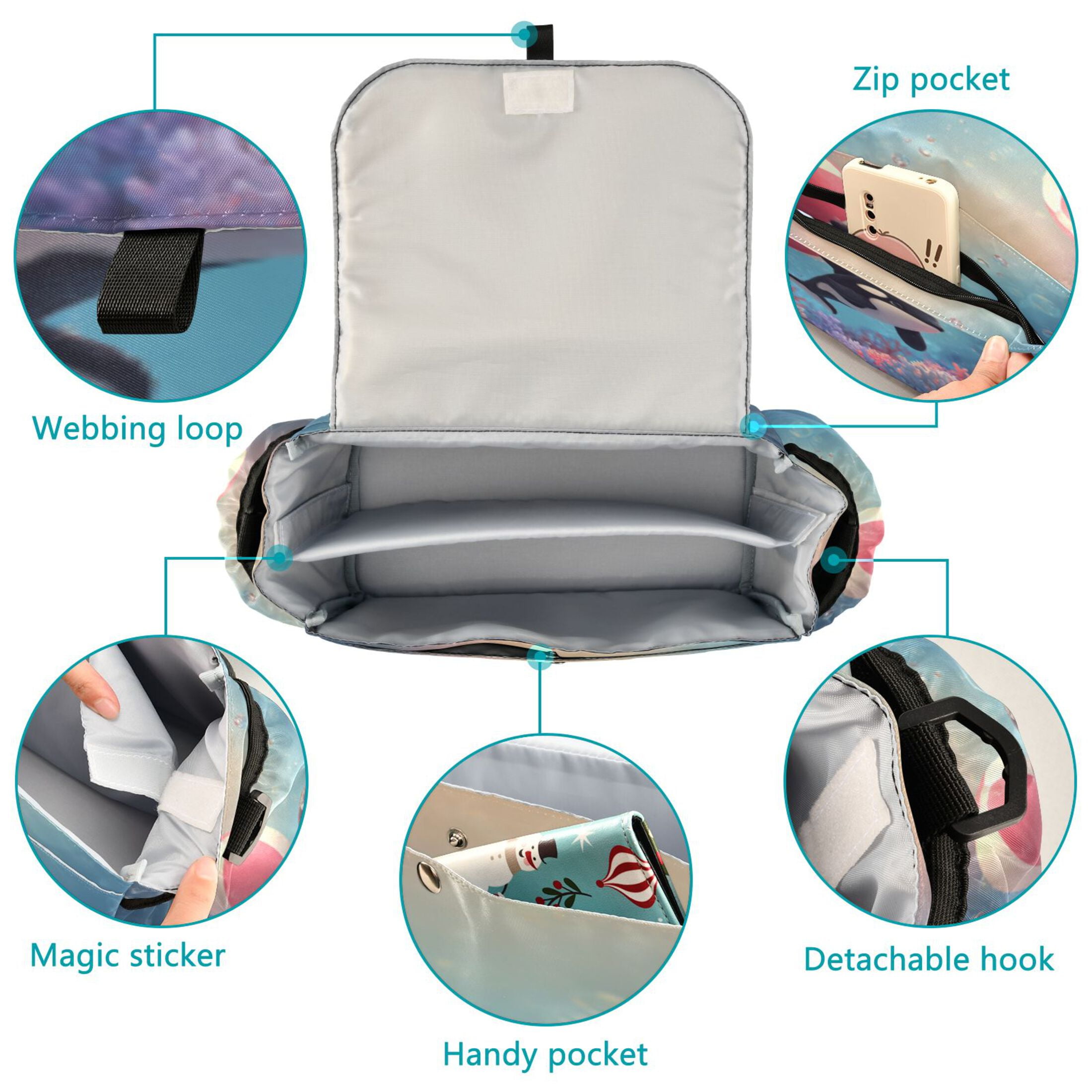 DIXRUYEE Stroller Organizer Orca Beach Ball Printed