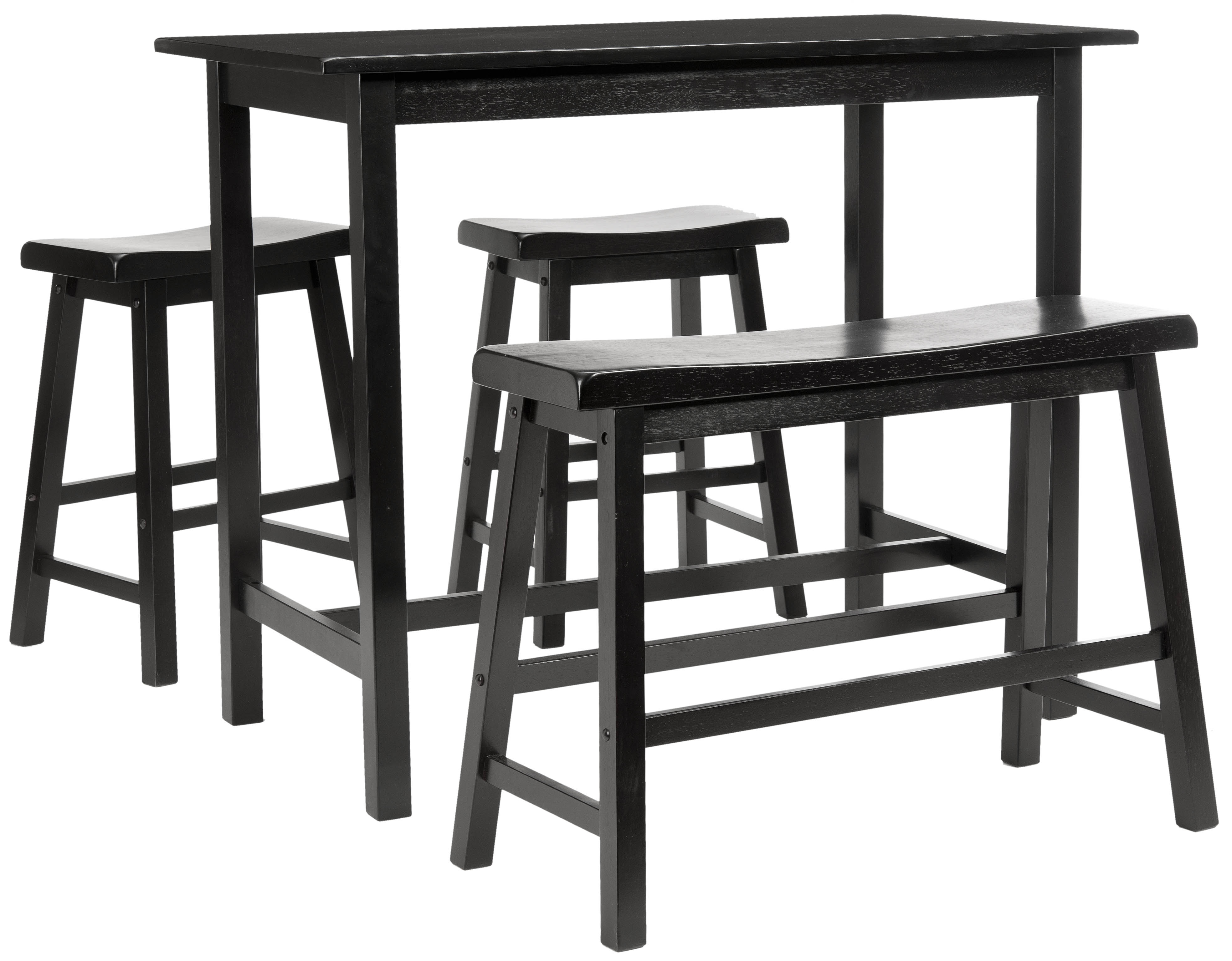 SAFAVIEH Ronin Contemporary Glam 4 Piece Set Pub Table, Black