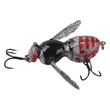 1PC Orange Wasp Fishing Lures 1.97 Topwater Insect Bait with Fluttering Wings Floating Surface Bug Hard Bait with Treble Hooks