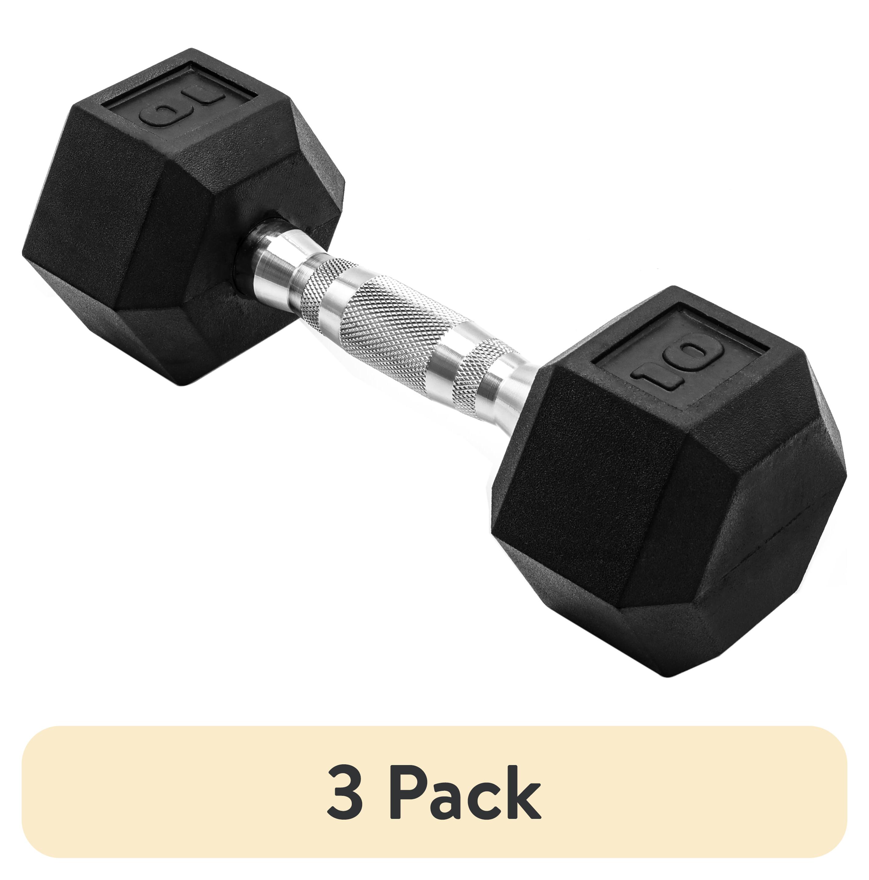 (3 pack) CAP Barbell, 10lb Rubber Hex Dumbbell, Single
