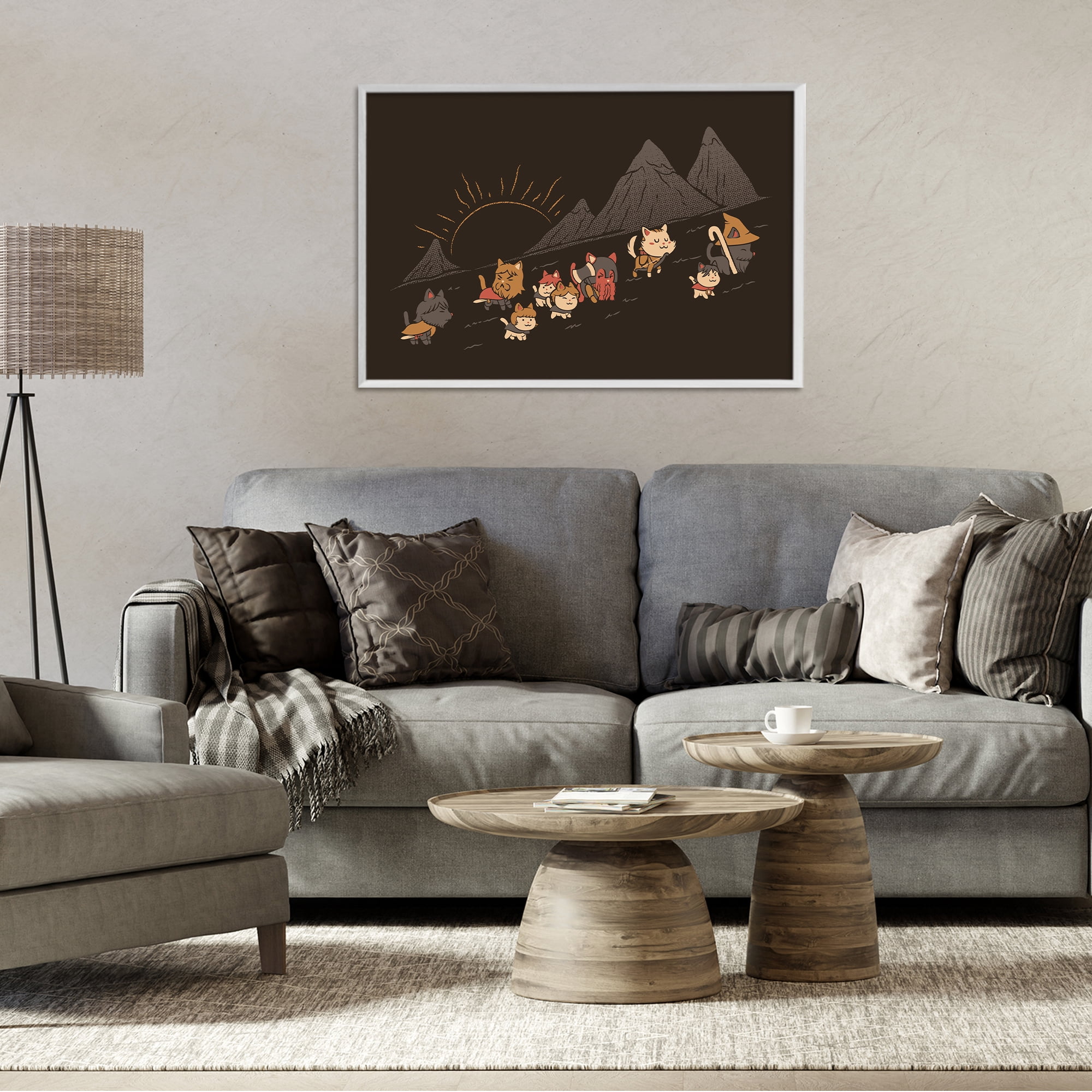 Stupell Industries Iconic Furrowship Of Ring Cats White Framed Giclee Art, design by Tobe Fonseca