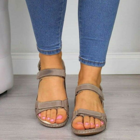 Zapatos de mujer con pendiente inferior gruesa de talla grande, sandalias con hebilla de velcro, talla 40-43