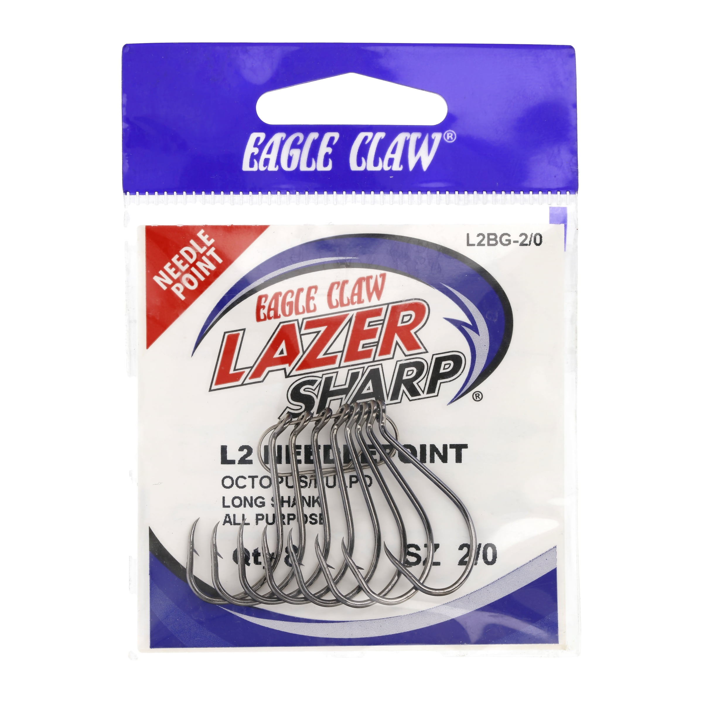 Eagle Claw Lazer Sharp Octopus Hook – Short Shank, Offset Up Eye – Model L1BU-4 | Fishing Hooks For Freshwater & Saltwater