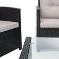 thumbnail image 5 of SAFAVIEH Vellor Outdoor Patio 4 Piece Conversation Set, Black/Light Grey, 5 of 12