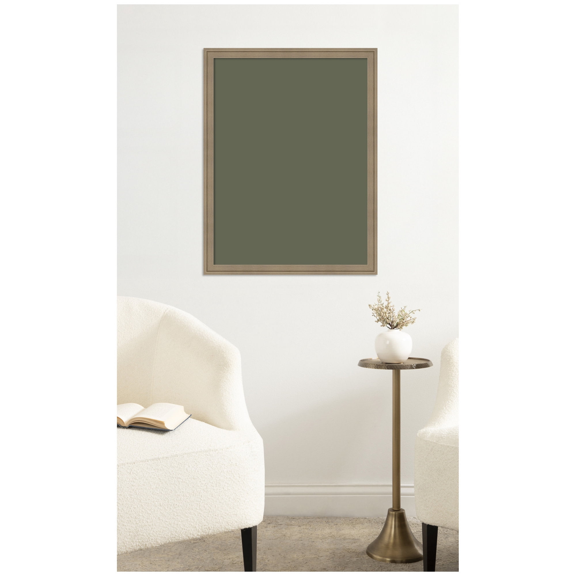 Kate and Laurel Framed Fabric Pinboard 20 x 26,  Printed Linen Classic Bulletin Board for Use as a Vision Board or Wall Organization, Florence Light Brown Frame