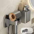 thumbnail image 3 of Hiroekza No-Drill Bathroom Sink Caddy with Hair Dryer Holder Plastic Wall Mounted Storage Rack for Bathroom Accessories Gray, 3 of 7