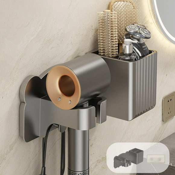 Vaidha Hair Dryer Storage Rack Without Punching Hair Dryer Hanging Rack Bathroom Wind Duct Bracket Wall Mounted Bathroom Storage Tool