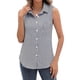 thumbnail image 3 of Camisas Sin Mangas con Botones para Mujer, Blusas Informales de Negocios con Cuello en V y Cuello Halter. Azul XXL, 3 of 7