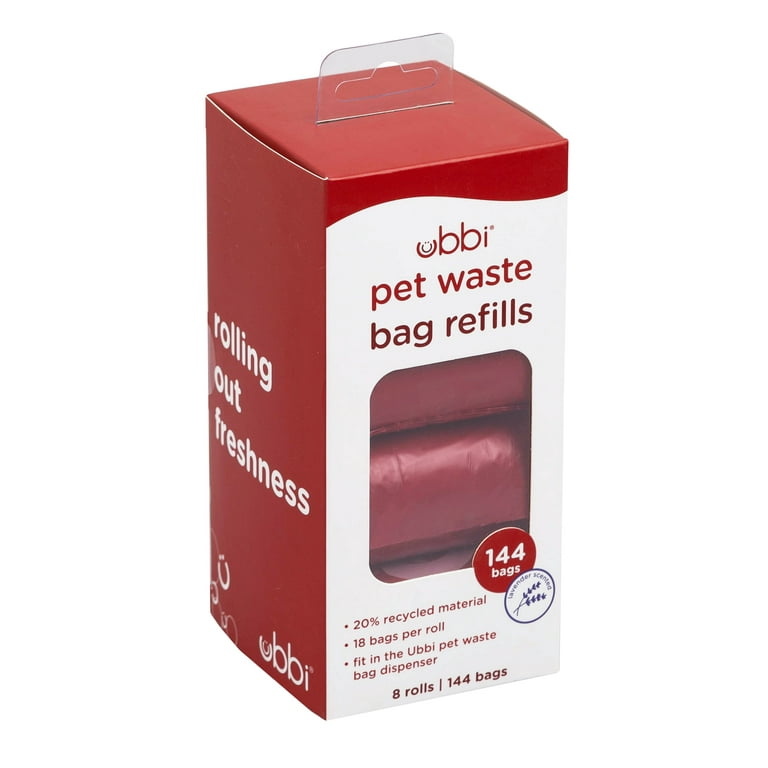 Ubbi Pet Waste Bag Dispenser and Pet Waste Bag Refills, Dog Owner Essentials, Pet Owner Must Haves, Dog Waste Disposal, 144 Count