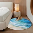 thumbnail image 3 of Abstract Waves Round Living Room Rugs 5 ft, Surrealism Spray Beach Ocean Watercolor Washable Area Rug with Non-Slip Sturdy Edge Binding Round Carpet for Entryway Kitchen Bedroom Bathroom, 3 of 9