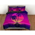 thumbnail image 3 of Vaporwave Sunset In Tropical Beach Bedding, Cool Hippie Pink Purple Funda Nórdica, 3 of 4