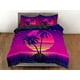thumbnail image 3 of Vaporwave Puesta de sol en la ropa de cama de playa tropical, Cool Hippie Rosa Púrpura Funda Nórdica, 3 of 4