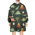 thumbnail image 2 of Wearable Oversized Blanket,Dark Green Toned Dinosaur and Volcano Pattern Wearable Blanket Hoodie for Adults,Cozy Hooded Blankets with Super Pockets,Super Warm Fuzzy Pullover for Women & Men, 2 of 6