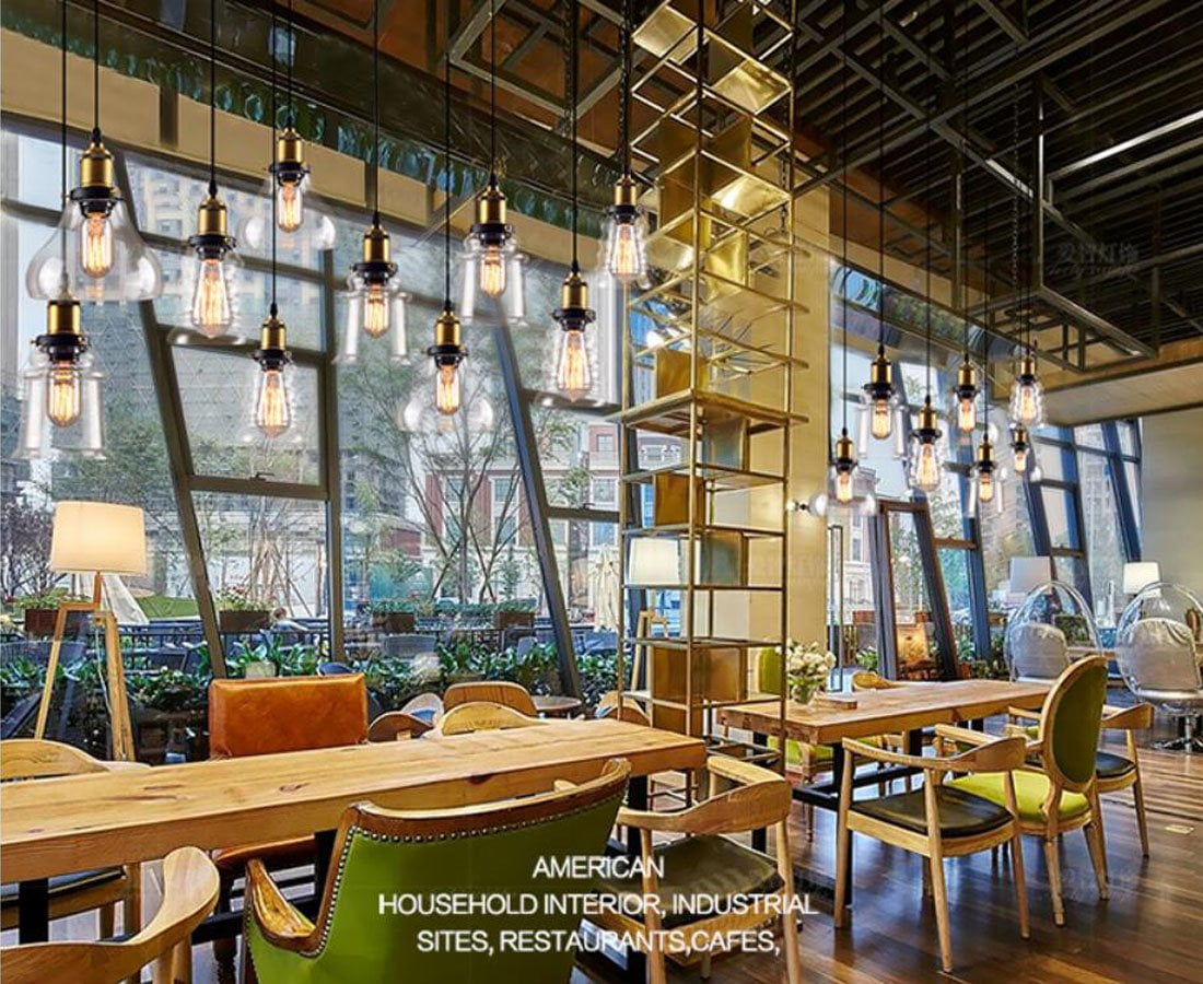 Kiven Plug-in Dimmable Glass Pendant Light - Industrial Edison Mini One-Light Clear Fixture Antique Lighting