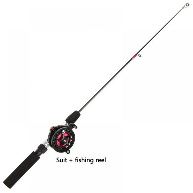 Fishing Rod Winter Ice Fishing Rods Ultra Short Telescopic Ice Fishing Rod  with EVA Handle Outdoor Fishing Tool(with Fishing Line Wheel)