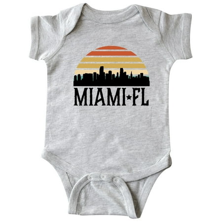 

Inktastic Miami Florida Skyline Retro Sunset Gift Baby Boy or Baby Girl Bodysuit