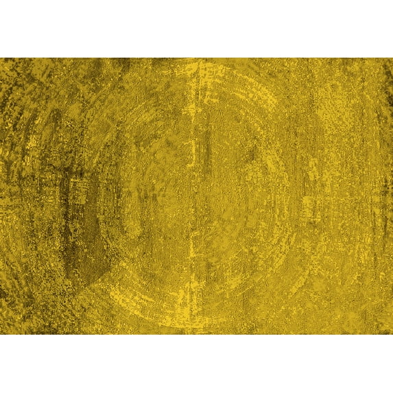 Ahgly Company Machine Washable Indoor Rectangle Oriental Yellow Industrial Area Rugs, 3' x 5'