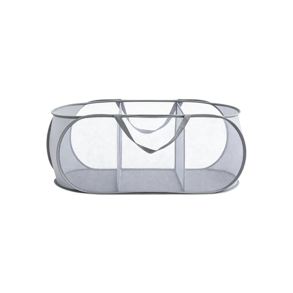 JoySoar 3 Compartment Foldable Mesh Laundry Hamper with Handles, Collapsible Pop-Up Laundry Basket, Durable Clothes Sorter for Bedroom & Bathroom, Gray