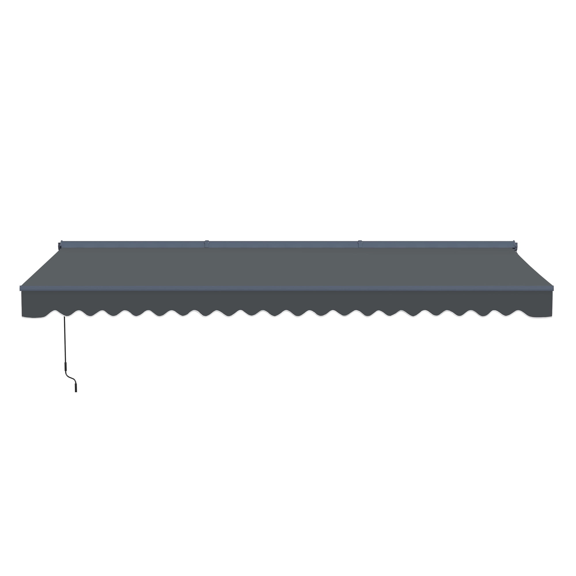 Semi-Cassette Motorized LED Luxury Patio Awning - 20 x 10 Ft - Silver Gray - Moroccan Collection